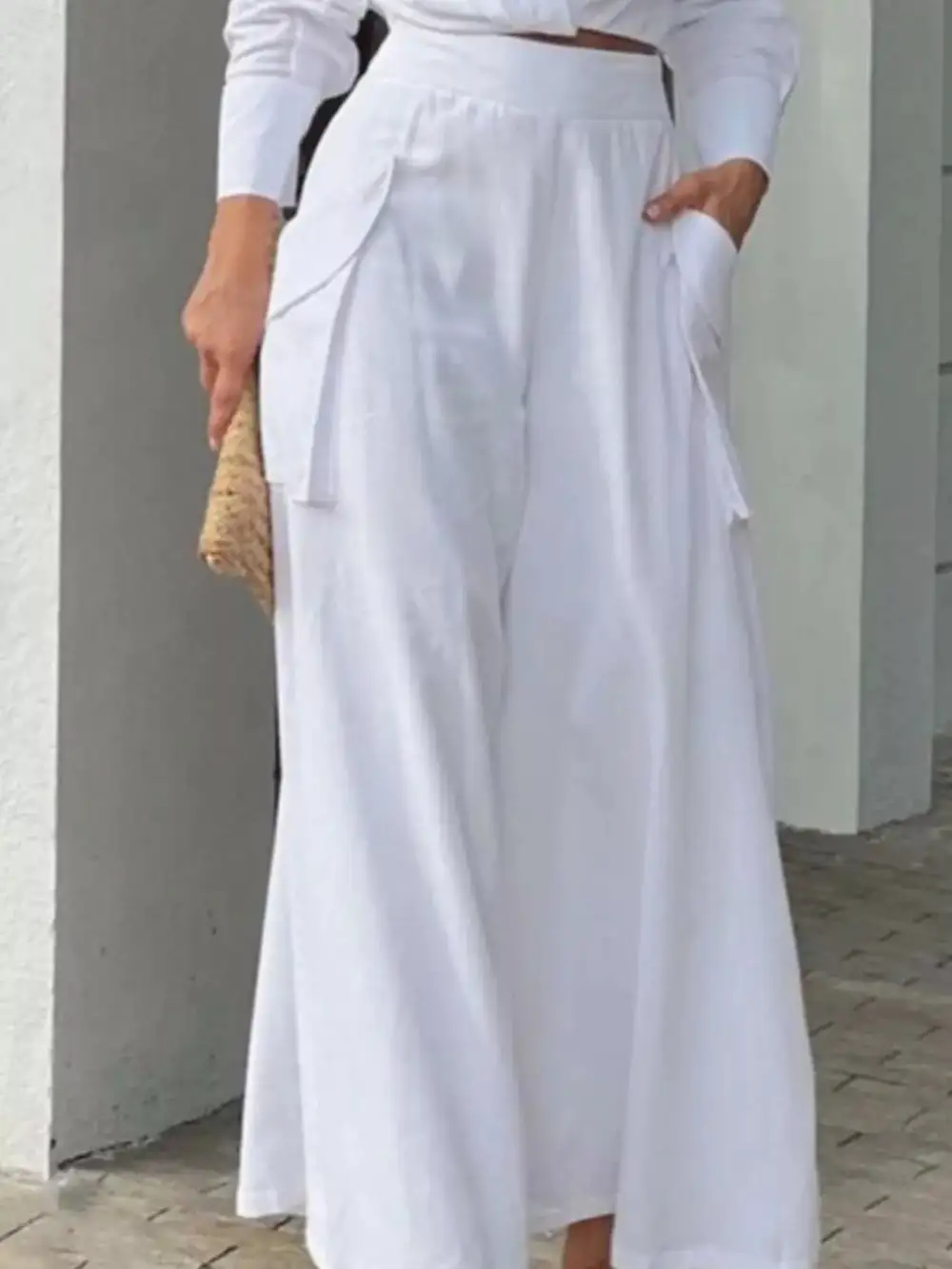 Long Sleeve Shirt Wide Leg Pants Set