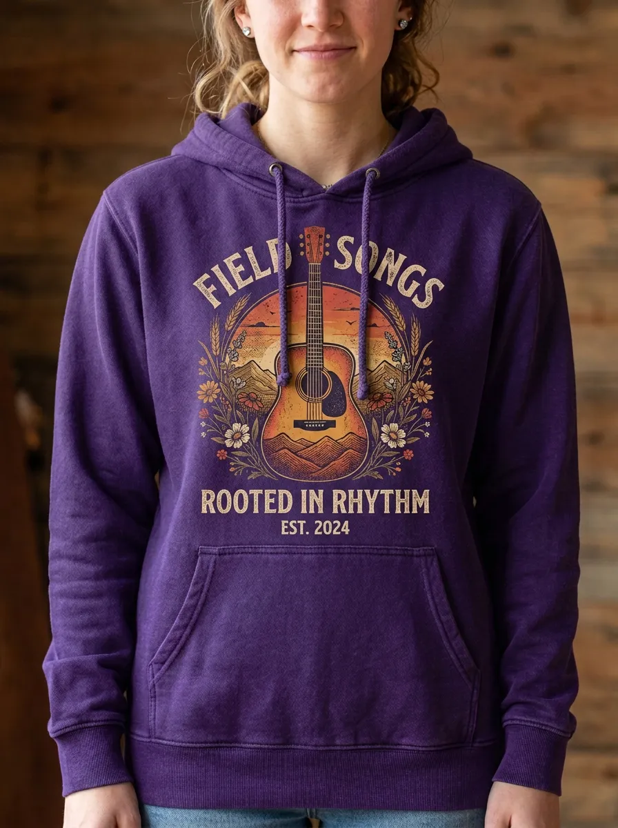 Guitar Floral Women's Country Music Printed Hoodie