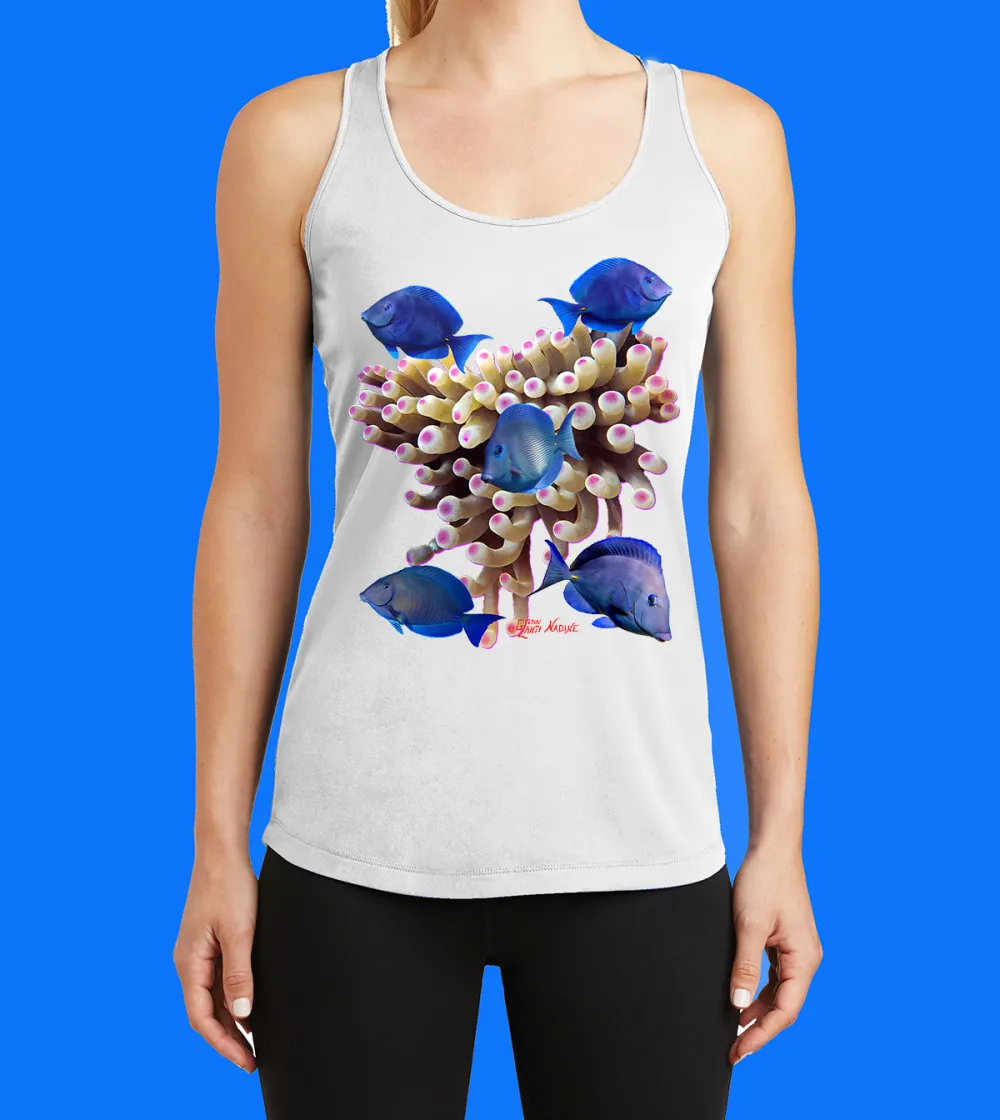 Blue Tang Anemone Printed Racerback Tank Top