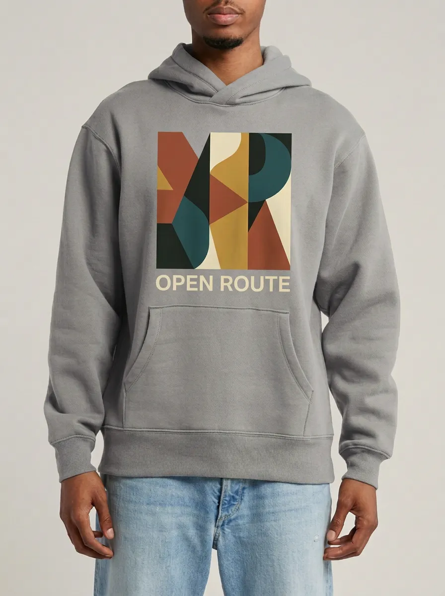 Relaxed Open Route Geometric Abstract Hoodie