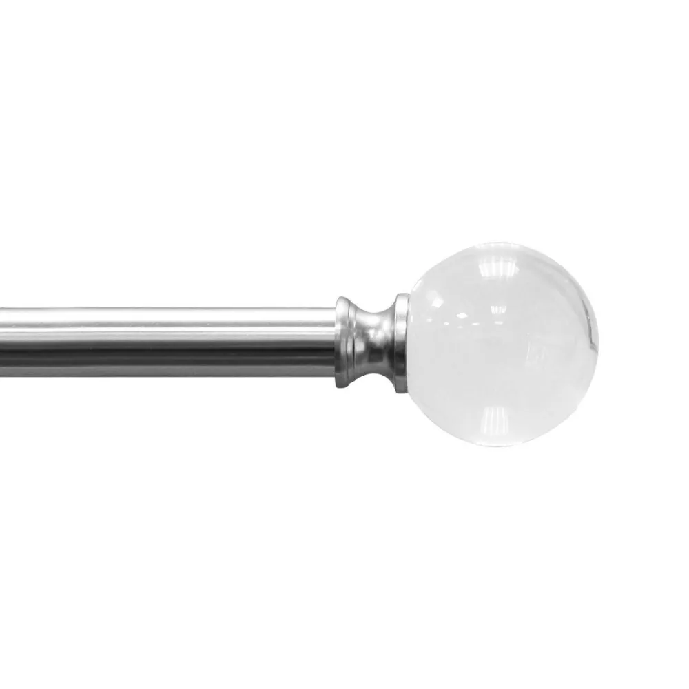 Adjustable Ball Finial Metal Curtain Rod 66 x 120-Inch