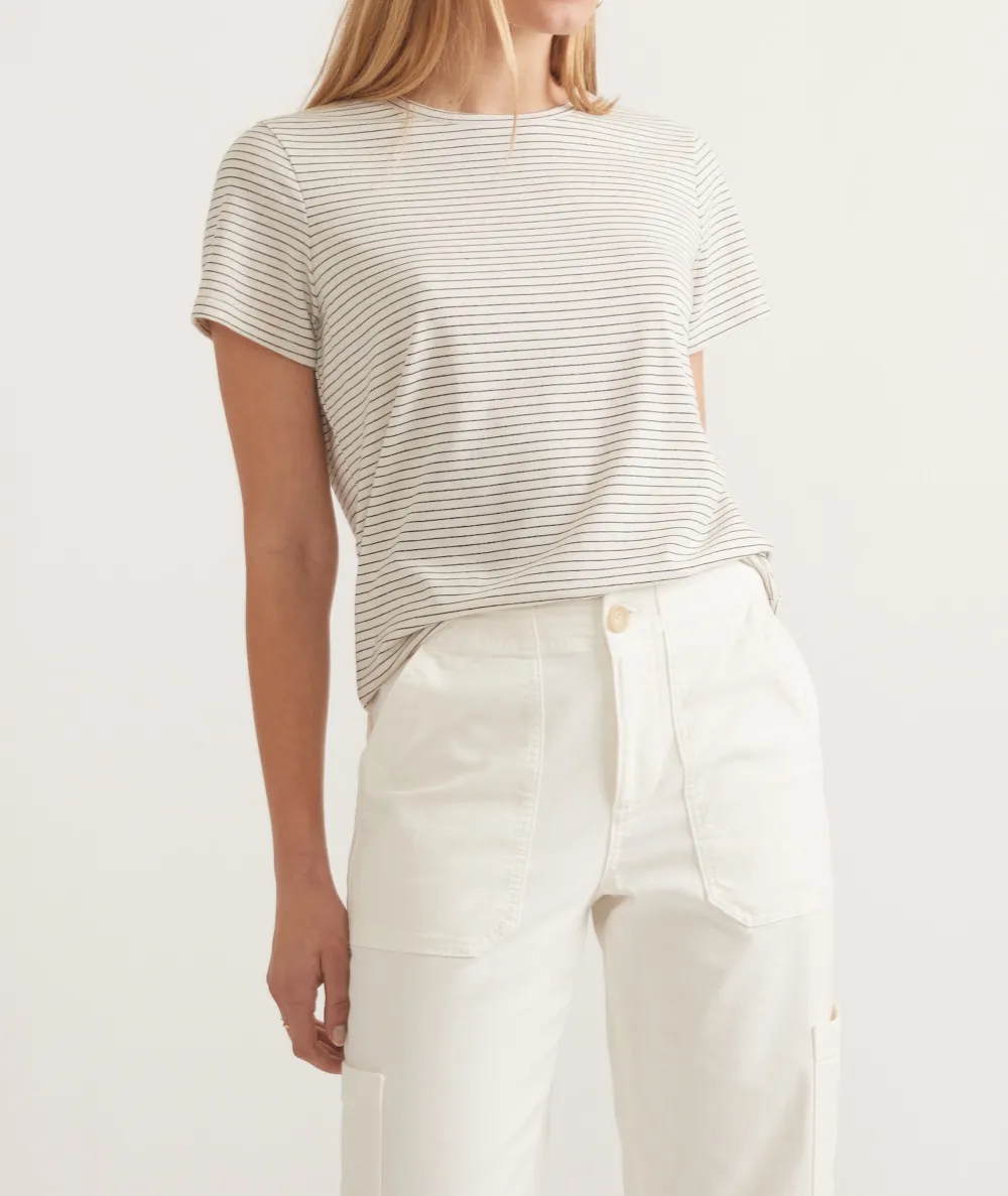 Striped Pattern Crew Neck Top