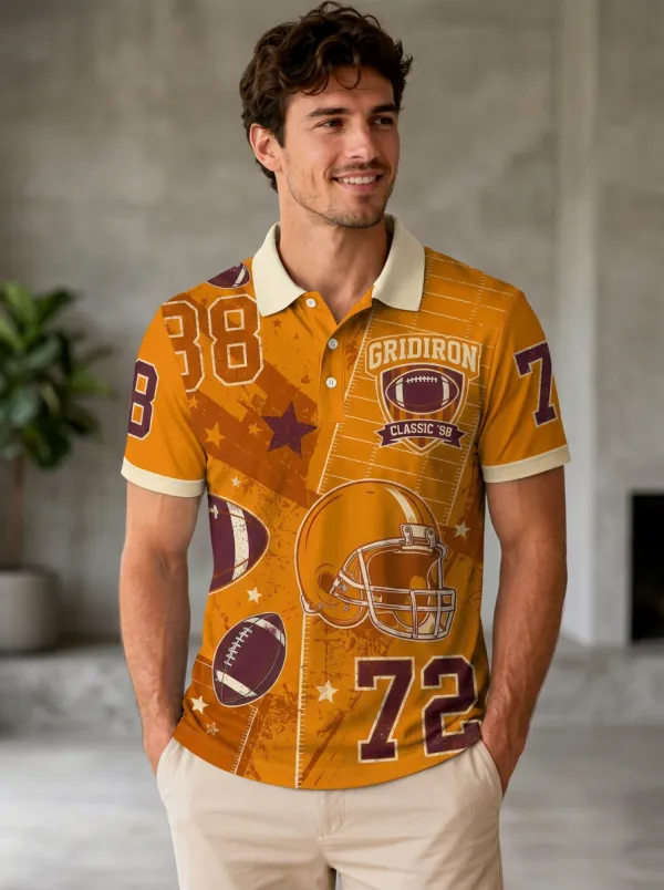 Men's Versatile Gridiron Helmet Polo Shirt