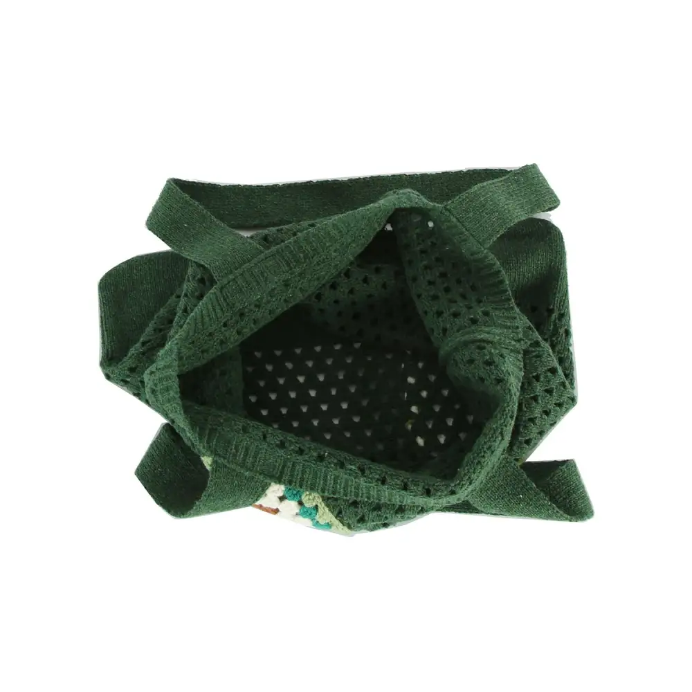 Floral Patch Knit Shoulder Bag