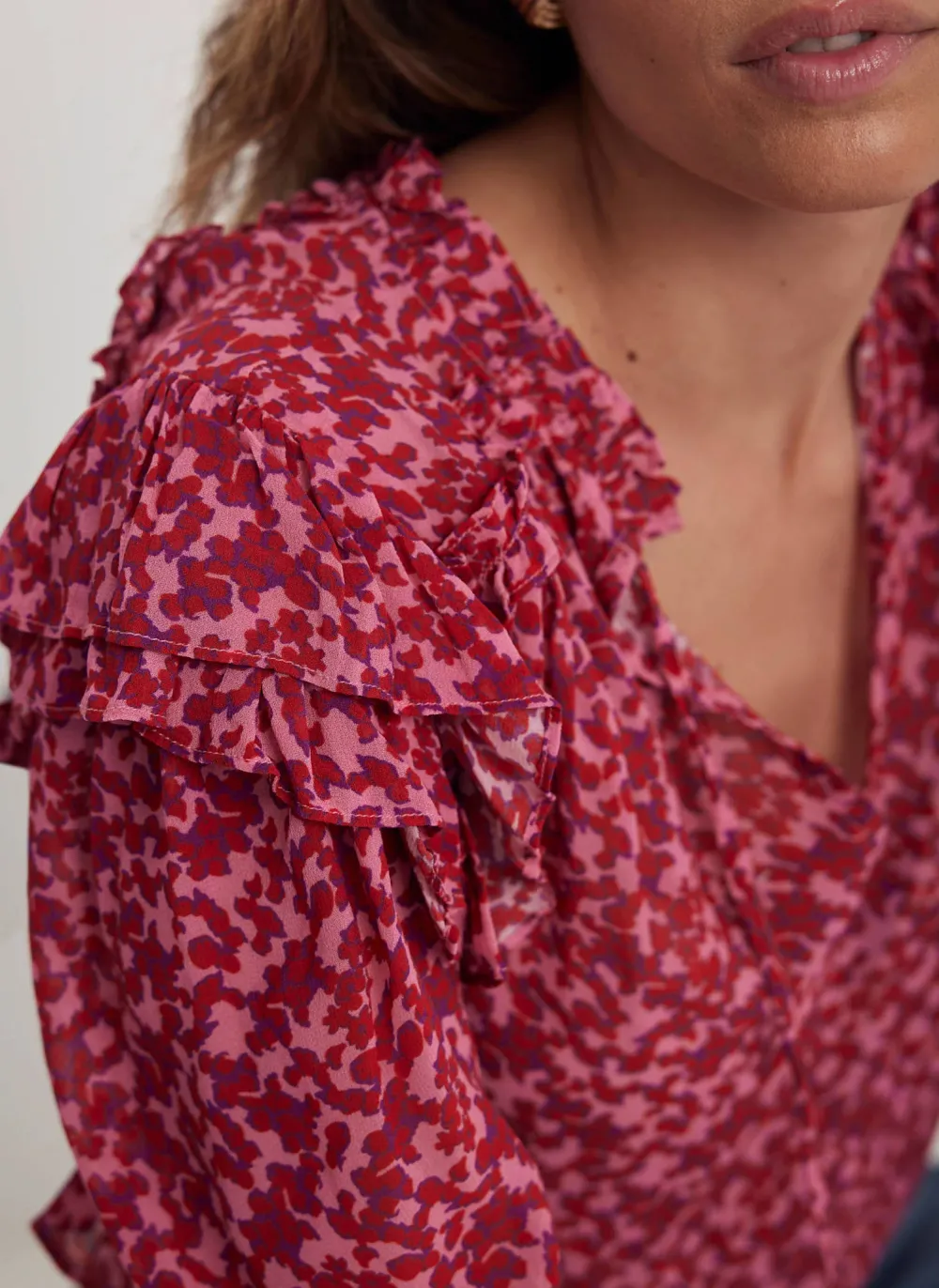 Casual Style Pink Floral Print Blouse