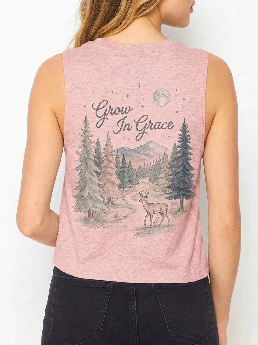 Women's Christian Nature Lover Deer Forest Printed Tank Top