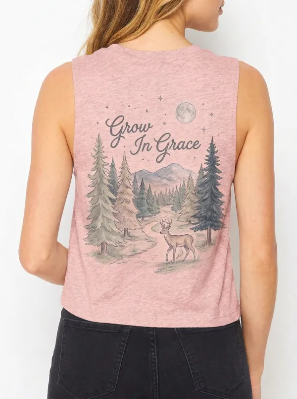 Women's Christian Nature Lover Deer Forest Printed Tank Top