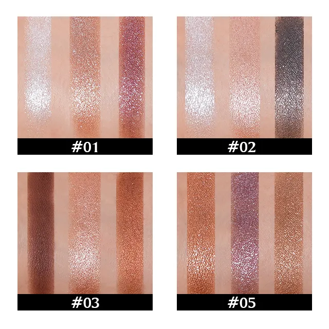 3-colors Vegan Shimmer mixed color Eyeshadow High Pigment Press Powder Custom Multichrome Eyeshadow