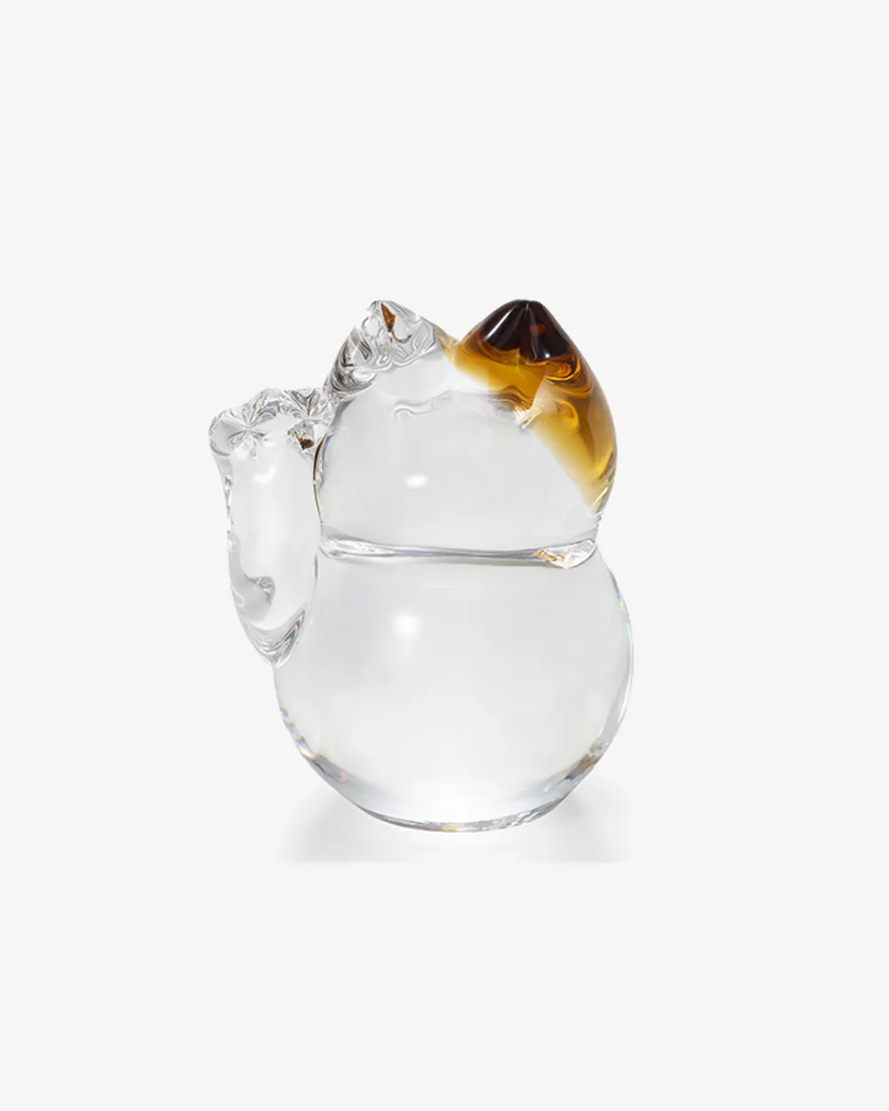 Rounded Glass Lucky Cat Figurine