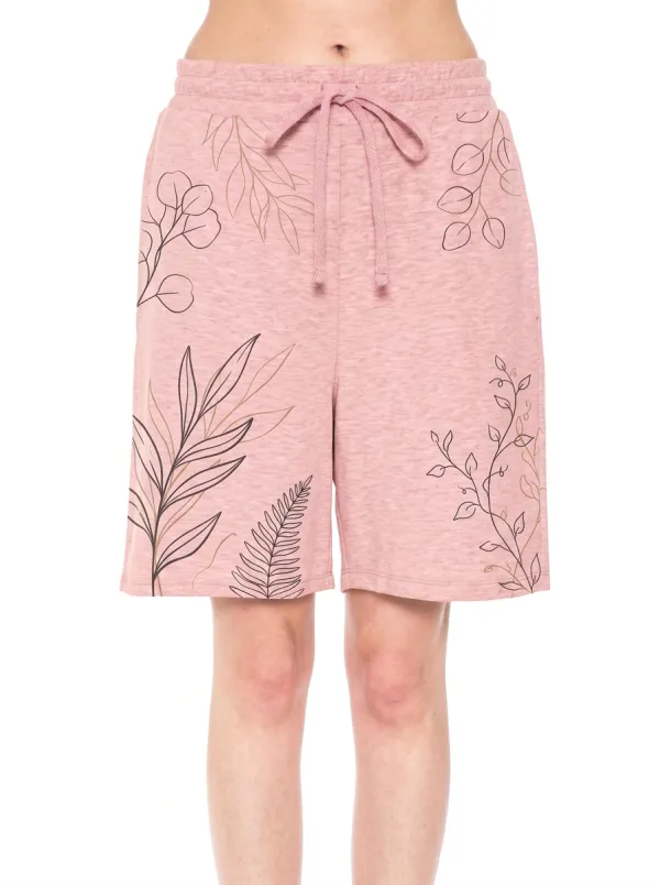Women's Botanical Nature Lover Leaf Printed lounge shorts