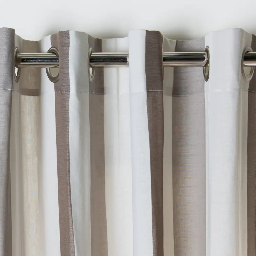 Semi-Sheer Polyester Striped Eyelet Curtain Panel
