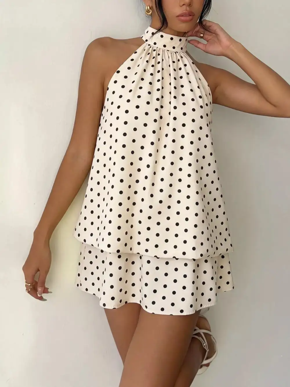 Halter Polka-Dot Mini Dress