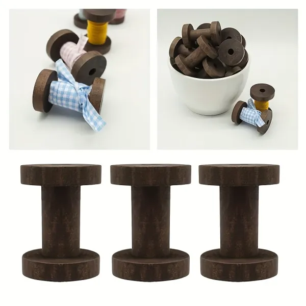 2 Pcs Wooden Thread Spool