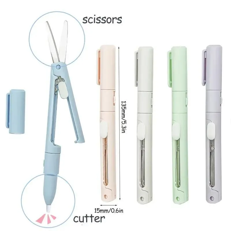 2 In 1 Mini Portable Scissors Paper Cutter Knife