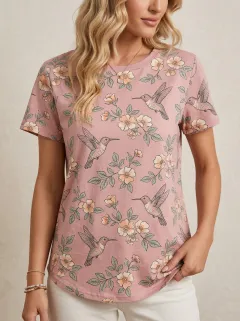 Hummingbird Women's Loose Printed T-Shirt