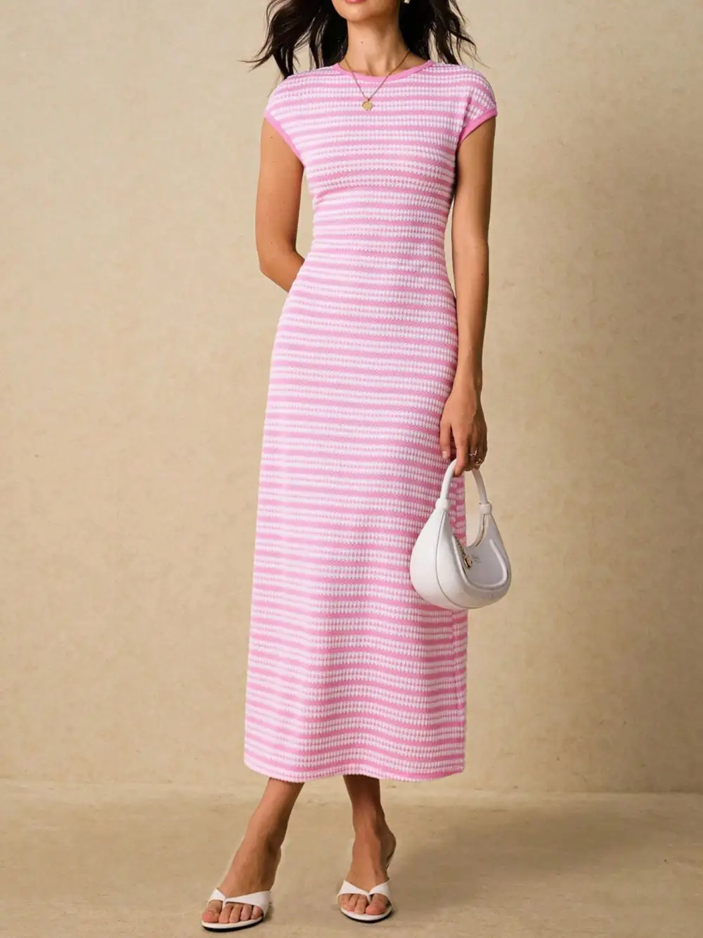 Bodycon Cotton Striped Midi Dress