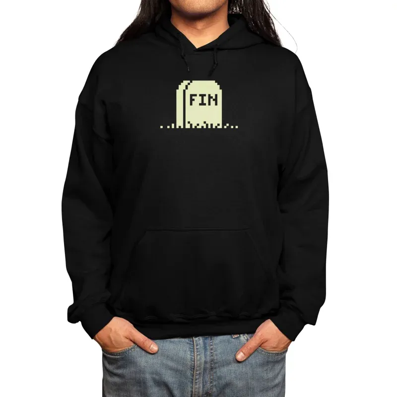 Men's Simple Pixel Print Long-Sleeved Hooded Hoodie