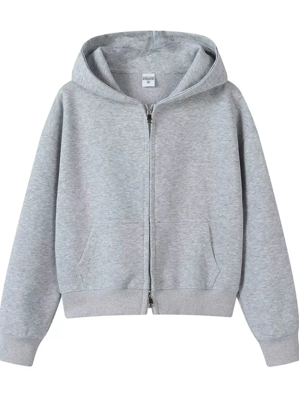 Zip-Detail Pocketed Long-Sleeve Hoodie