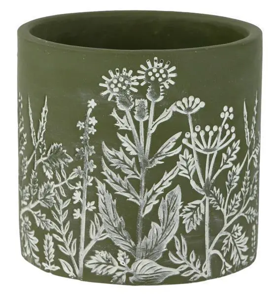Botanical Whitewash Cement Planter