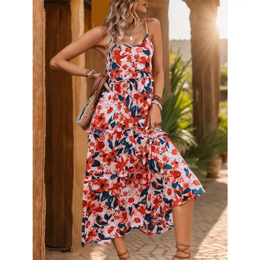 Frill Backless Sleeveless Midi Dress