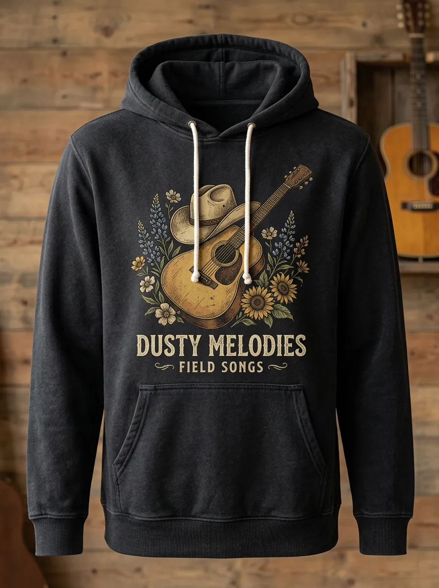 Cowboy Cowboy-Hat Floral Country Music Graphic Hoodie