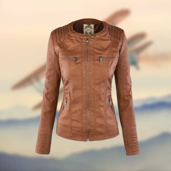 Leather Zip Front Jacket
