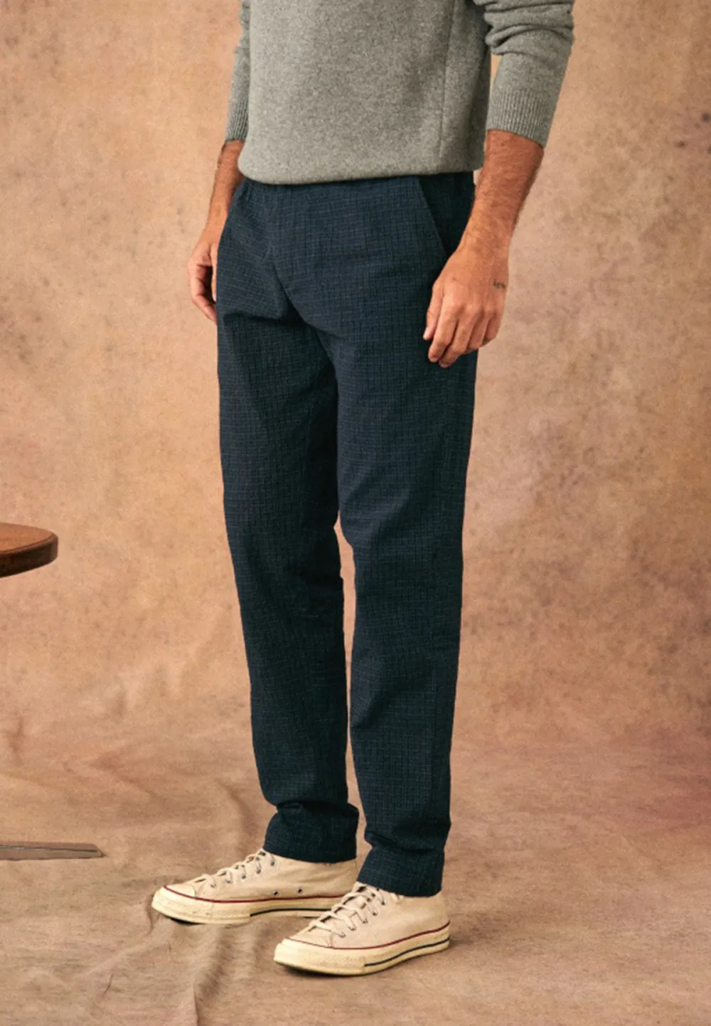 Olive Green Cotton Linen Blend Casual Trousers