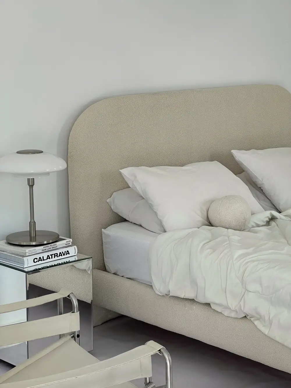 Padded Boucle Platform Bed