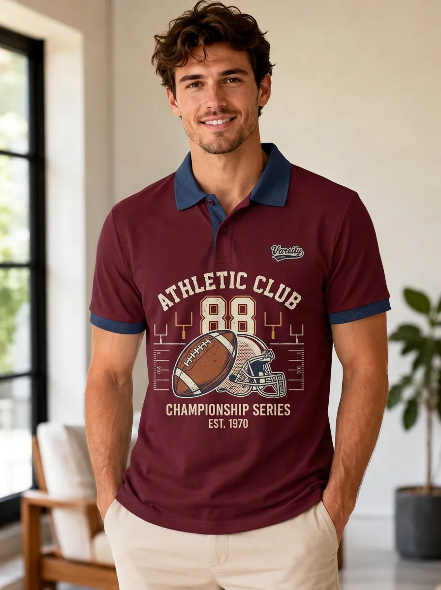 Men's Heritage Gridiron Helmet Ball Polo Shirt