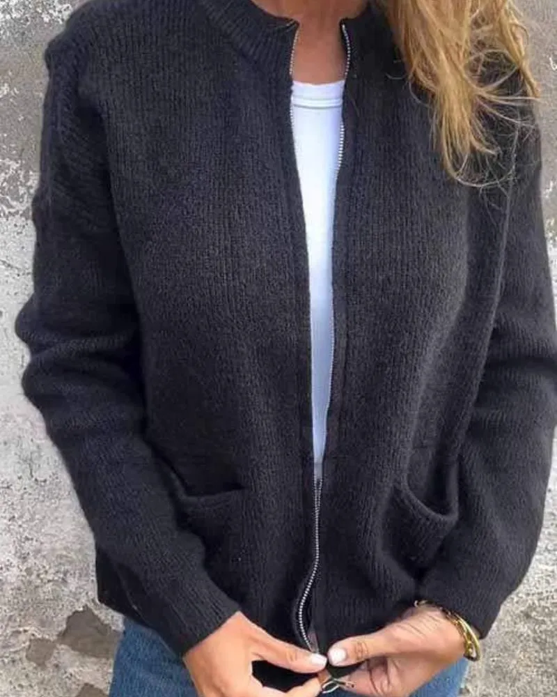 Zip Front Knit Cardigan