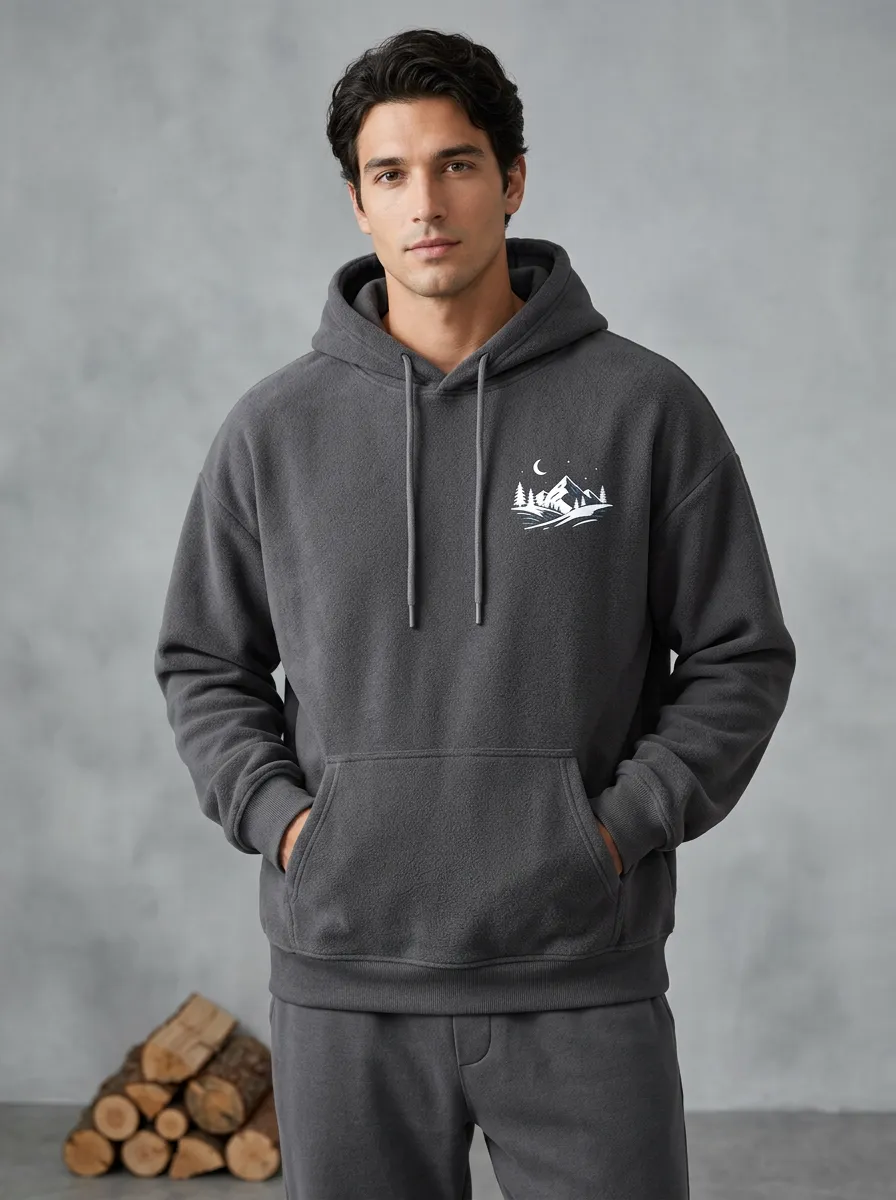Men's Christmas Nature Lover Mountain Forest Printed Hoodie