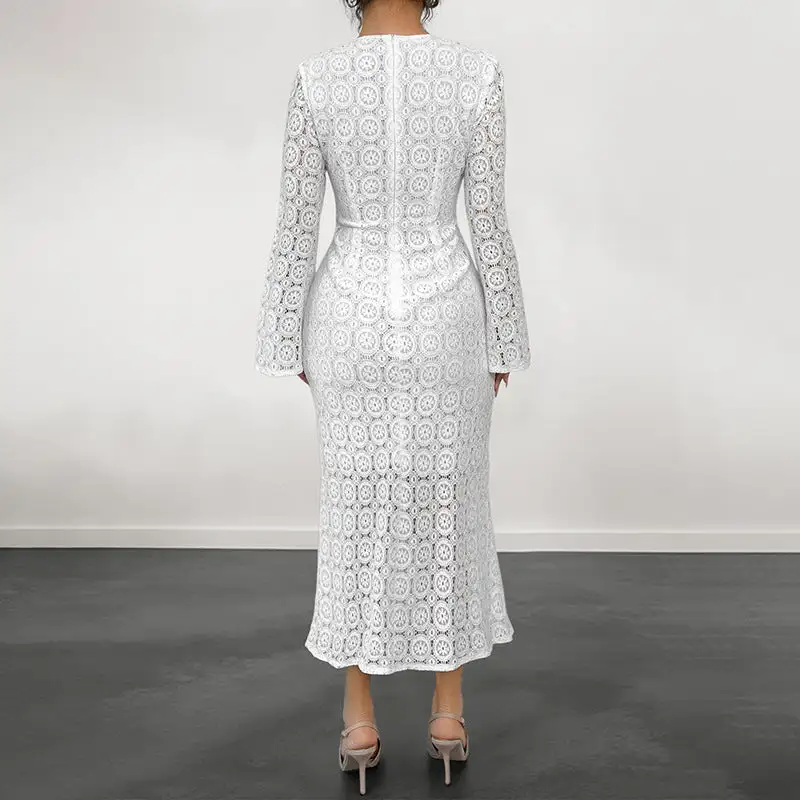 Women's Bodycon Long-Sleeve Lace Bridal Dress