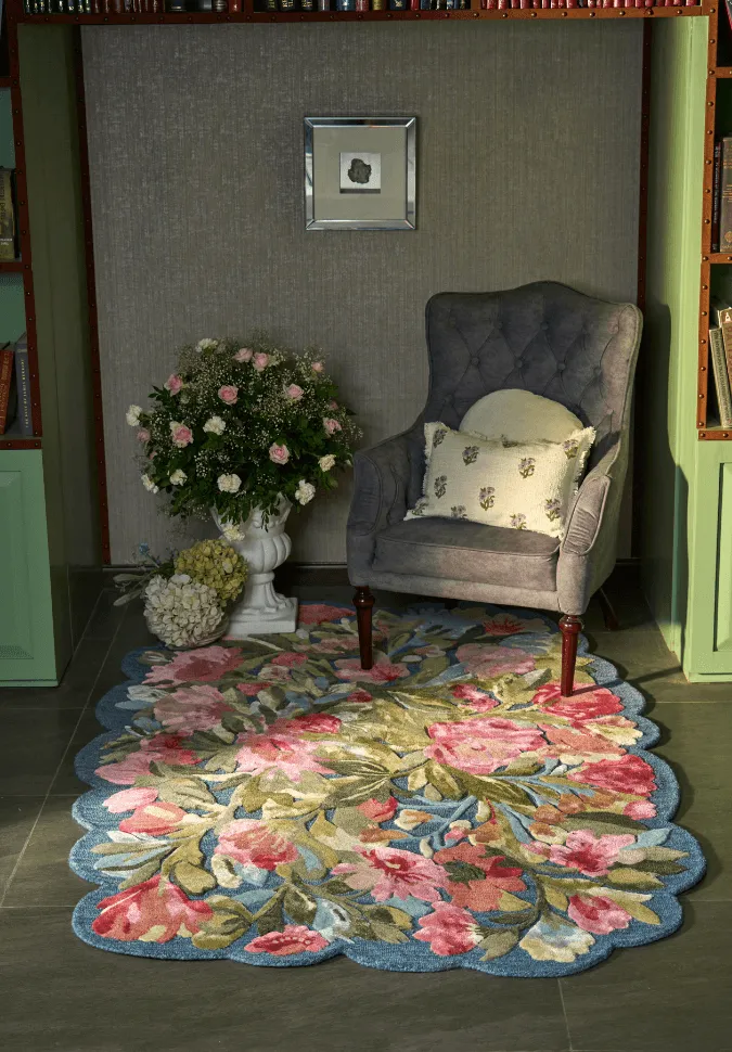Crafted Wool Viscose Oval Rug