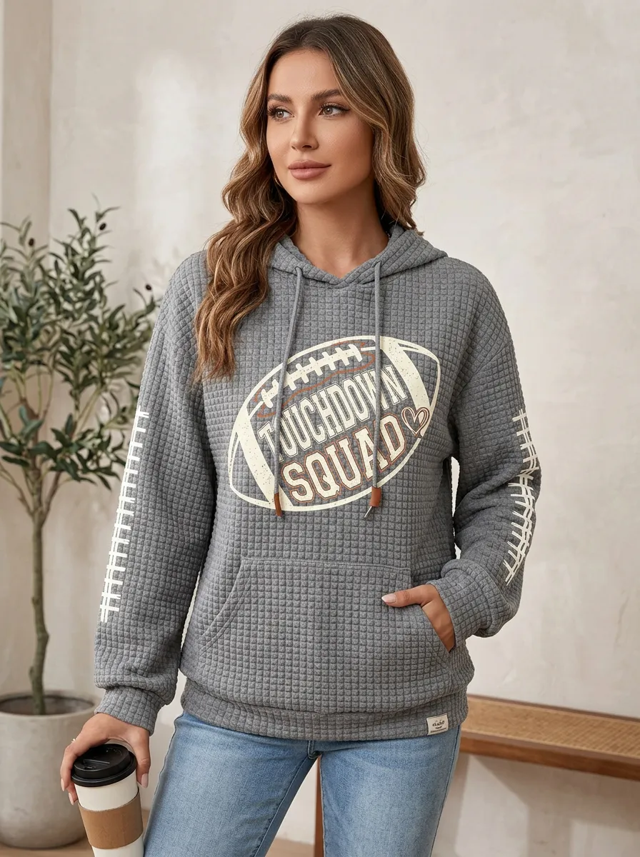 Women's Classic Gridiron Ball Love Touchdown Graphic Hoodie