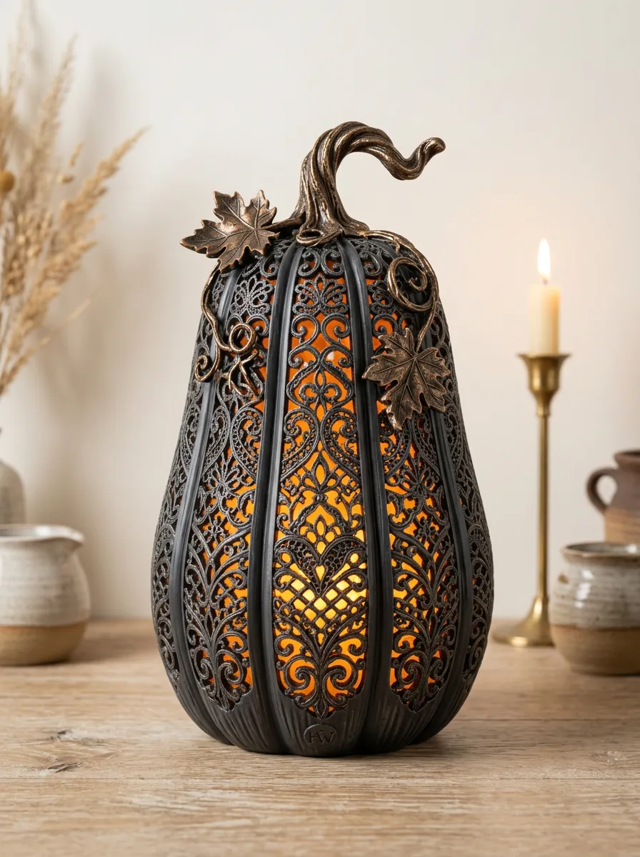 Halloween Filigree Pumpkin LED Ornament