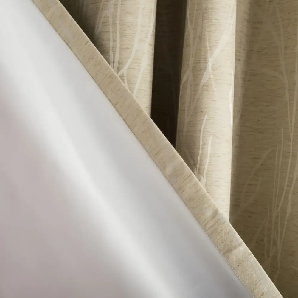 Linen-Blend Branch Eyelet Contemporary Curtain Panel