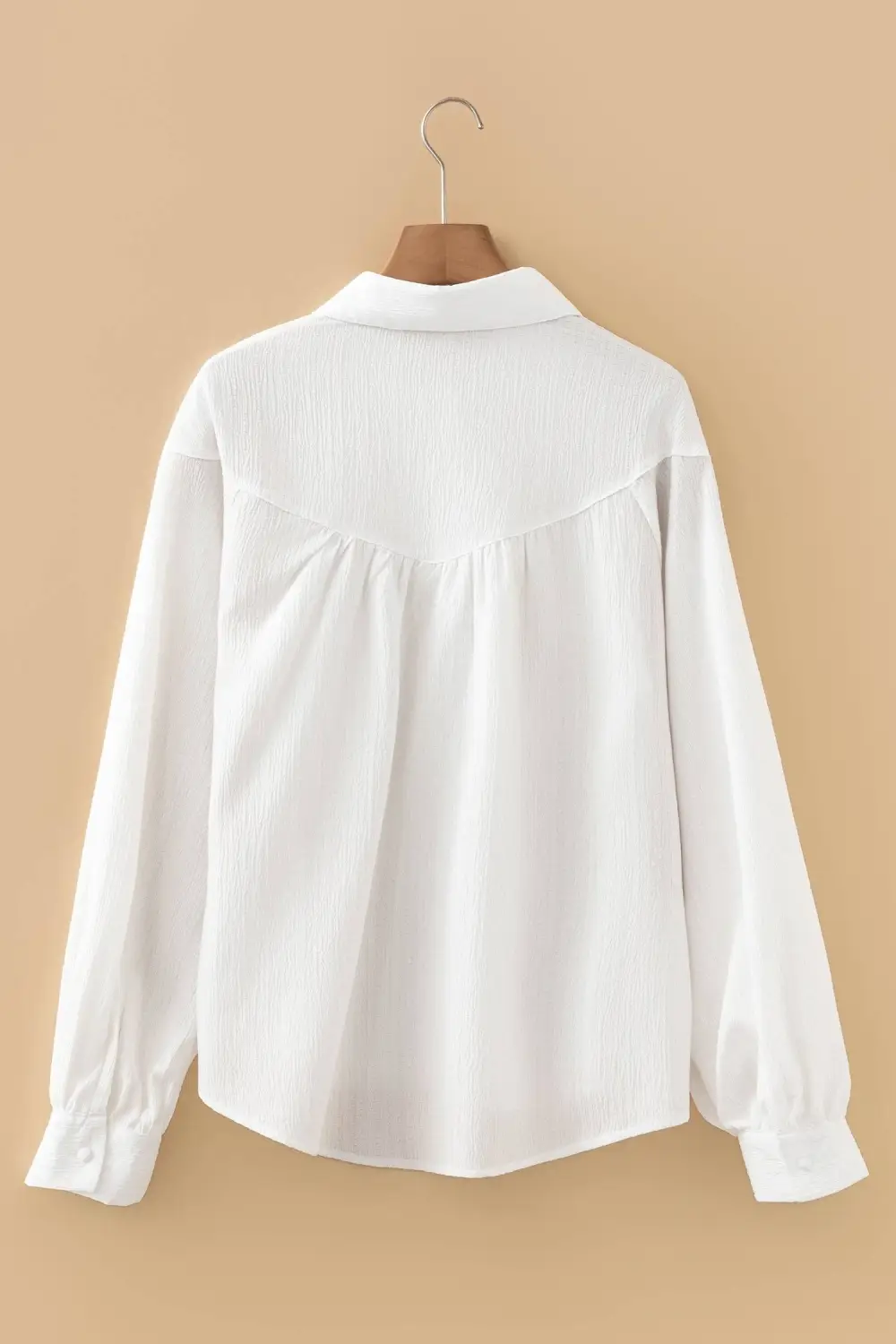 Textured Lantern Sleeve Shirt Blouse