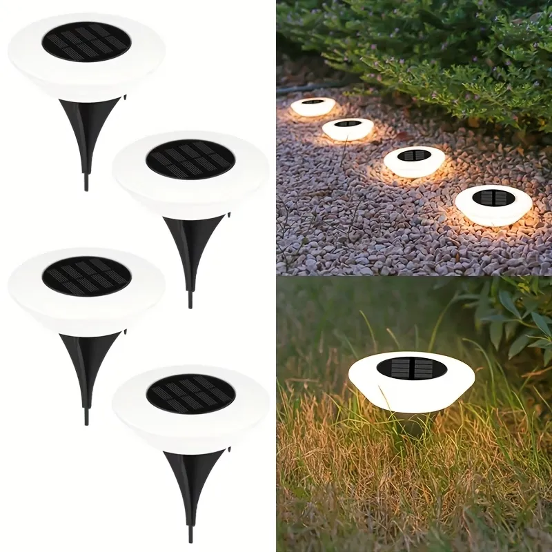 4 Pcs Outdoor Solar Disk Lights