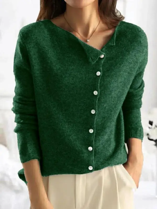 Button Front Cable Knit Knit Sweater