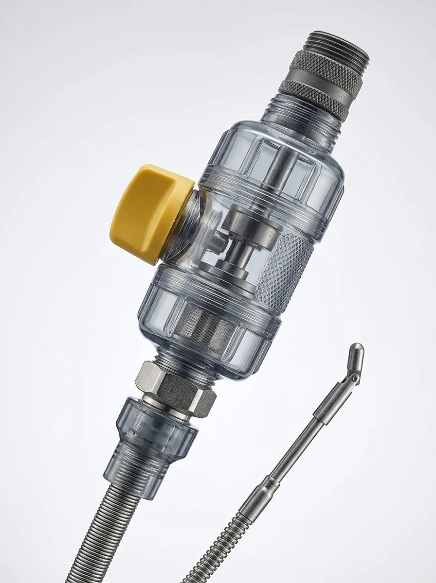 Clear-Housing Water Heater Sediment Flush Attachment with Control Knob