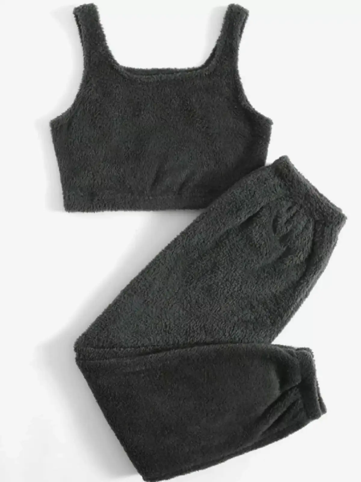 Cropped Plush Pants Lounge Set