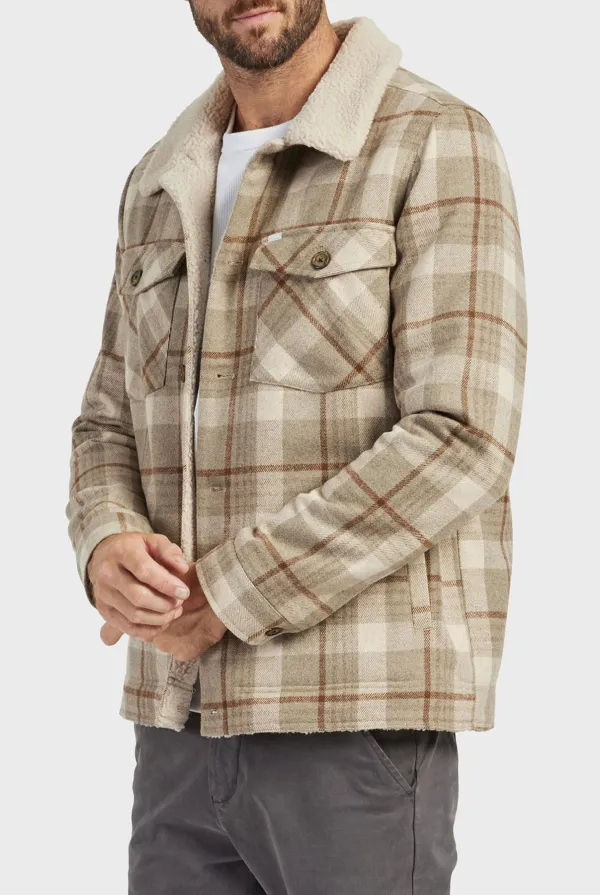Sherpa Collar Plaid Quilted Shirt Jacket