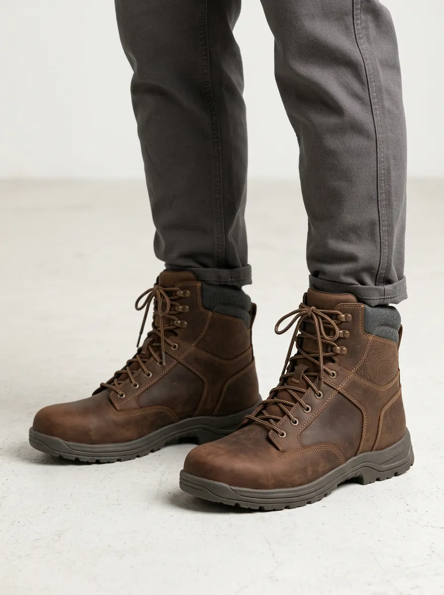 Unisex Essential Outdoor Enthusiast Topographic Pattern Print Work Boots