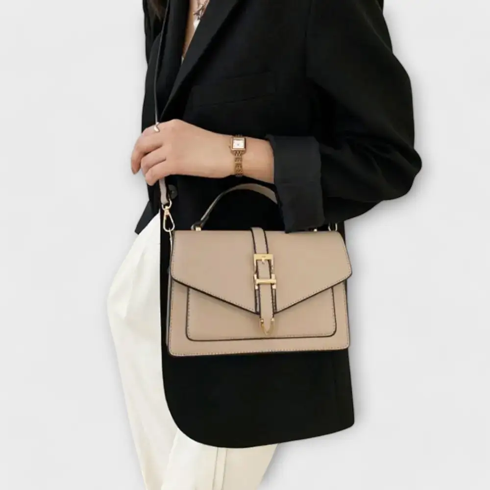 Pebbled Top Handle Shoulder Bag