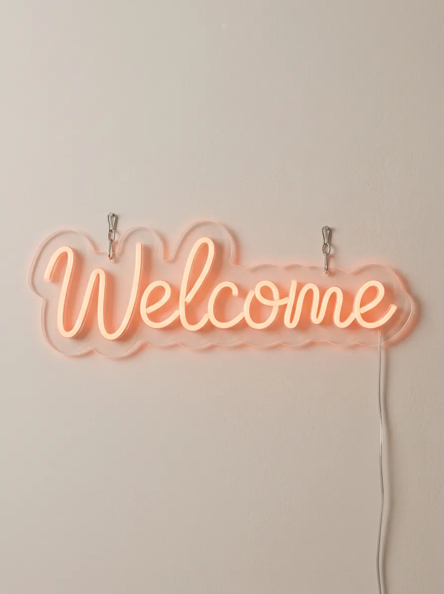 Compact Script Hanging Welcome Neon Sign