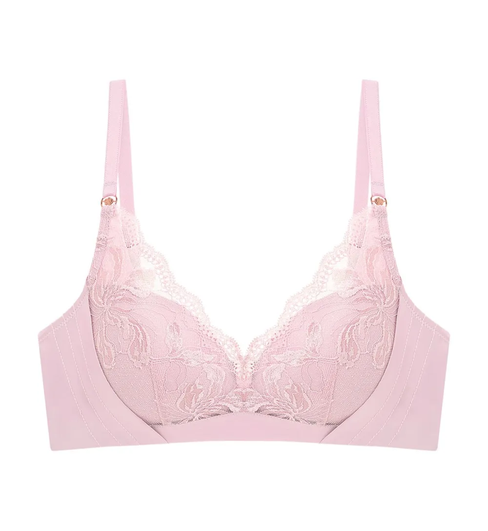 Women's Clean-Line Non-Wired Padded Lace Molded Breathable Bra