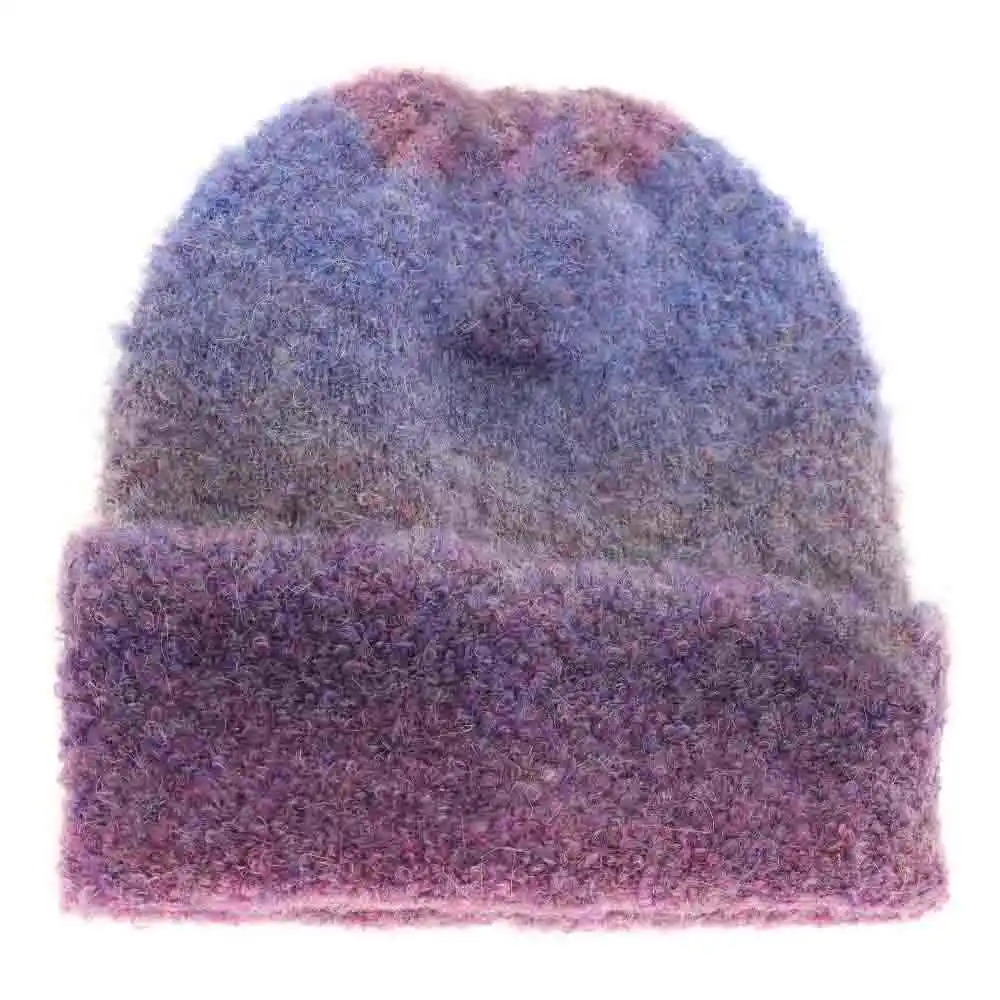 Multi-colored Slouchy Mohair Cuffed Beanie