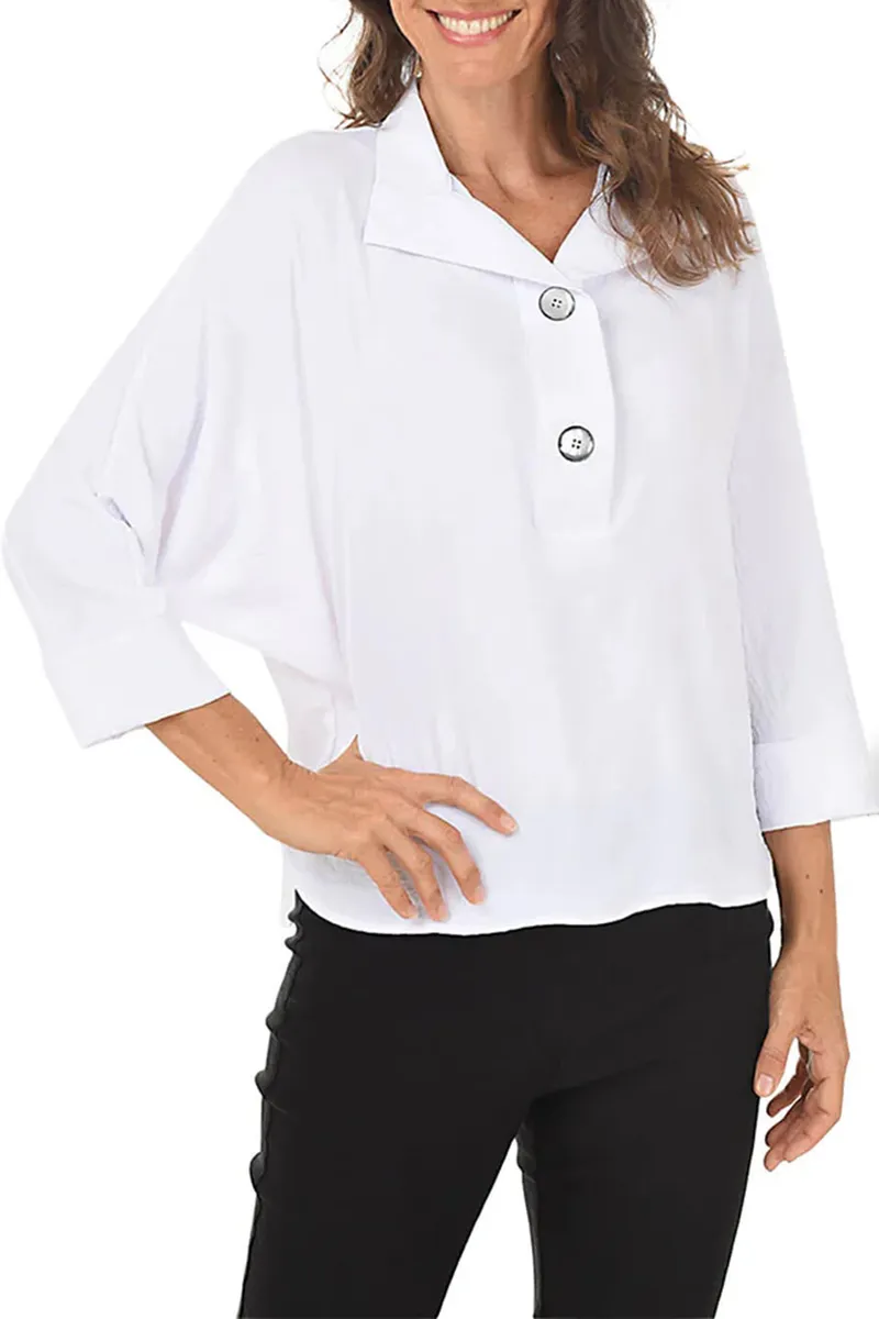 Solid Dolman Sleeve Crinkle Blouse