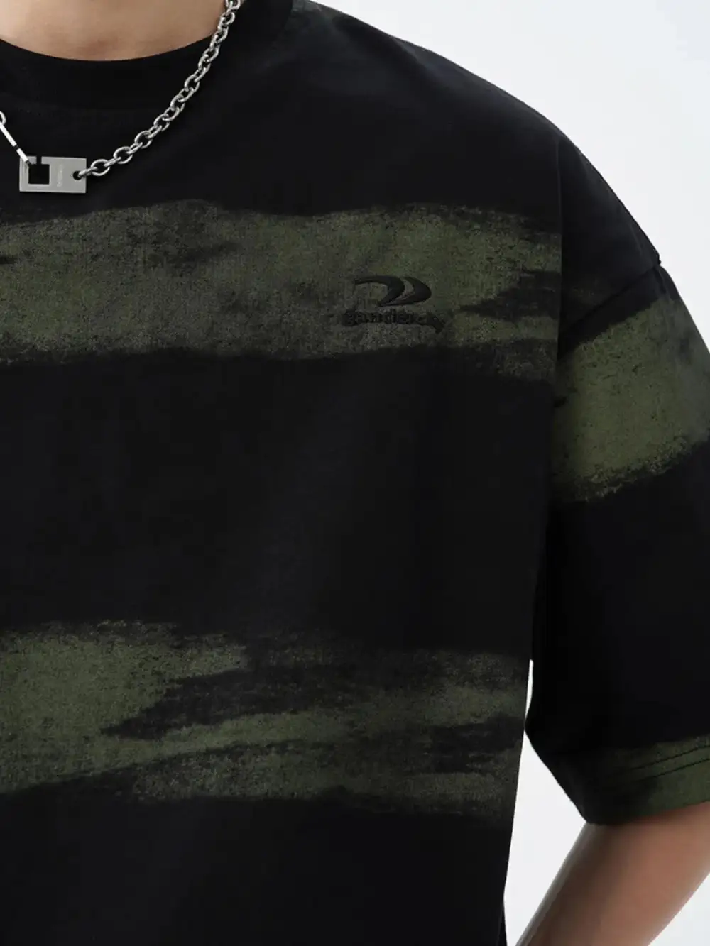 Textured Striped Crew Neck Tee