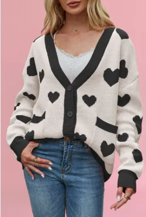 V-Neck Knit Pocketed Knit Jacket